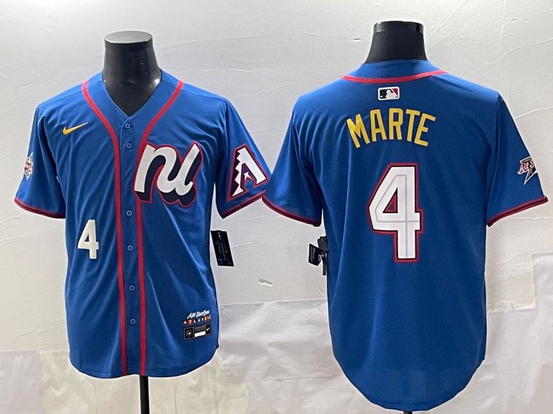 Men 2025 Arizona Diamondback #4 Marte Blue All star Blank Blue Nike MLB Jersey style 3->->